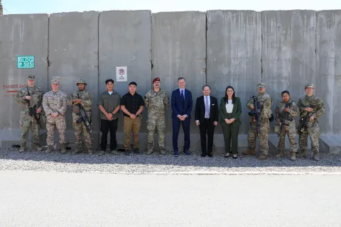 Congressman George Whitesides and members of the House Armed Service Committee meet with U.S. and NATO OIR Armed Forces Members in Baghdad.